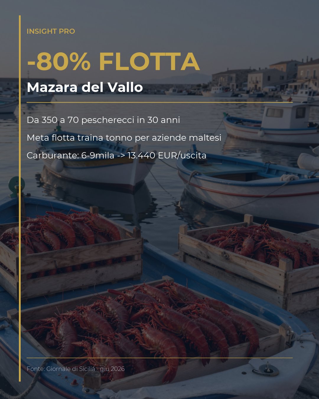 Mazara del Vallo: la flotta del gambero rosso crolla dell'80%