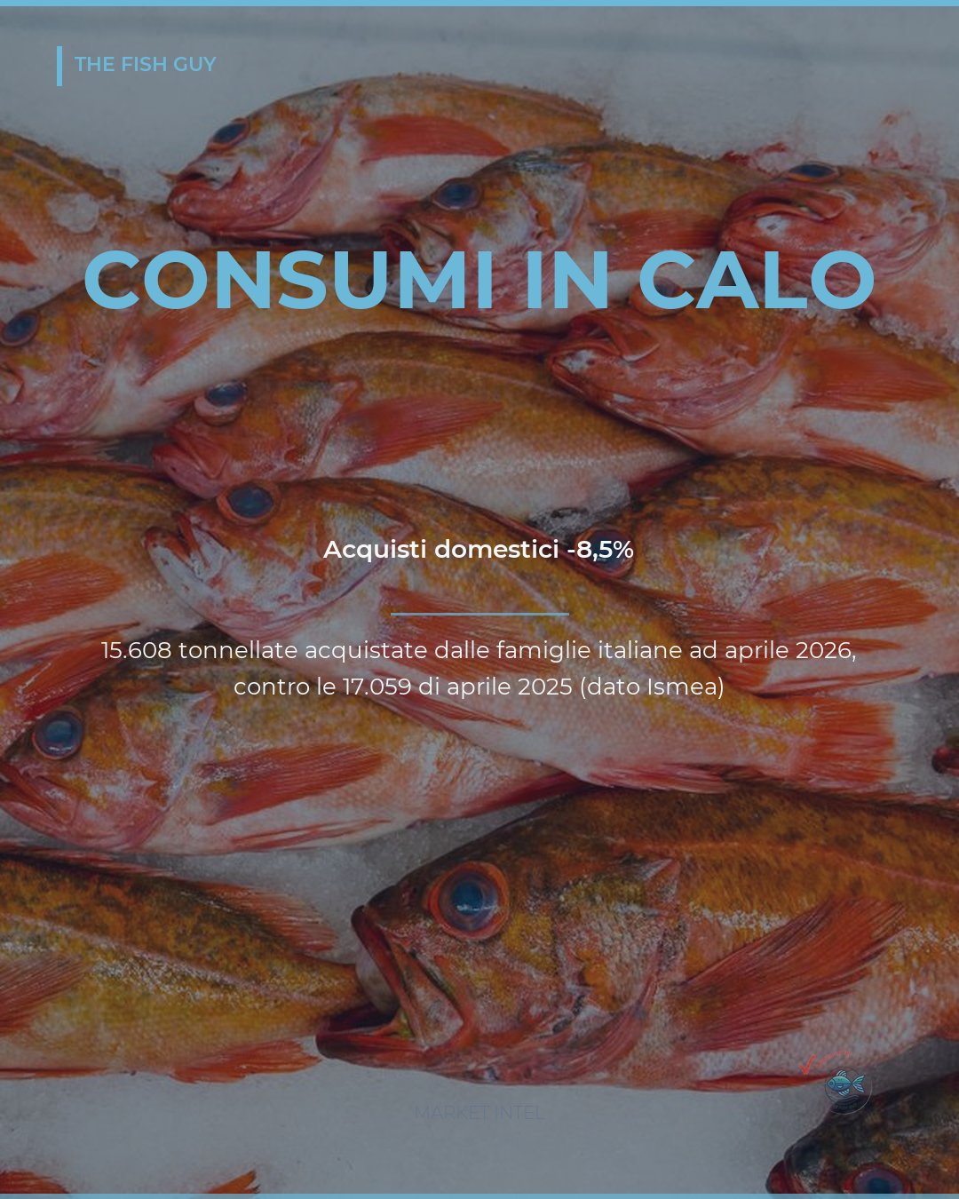 Pesce fresco in Italia: acquisti domestici in calo dell'8,5% ad aprile 2026